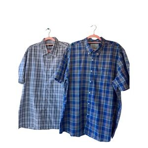 Lot of 2 Mens Short Sleeve Plaid Shirts Saddlebred XXL  XXL Blue Gray